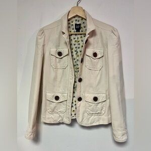 Vintage Gap Corduroy Jacket in Ivory Color with Butterfly Print Lining